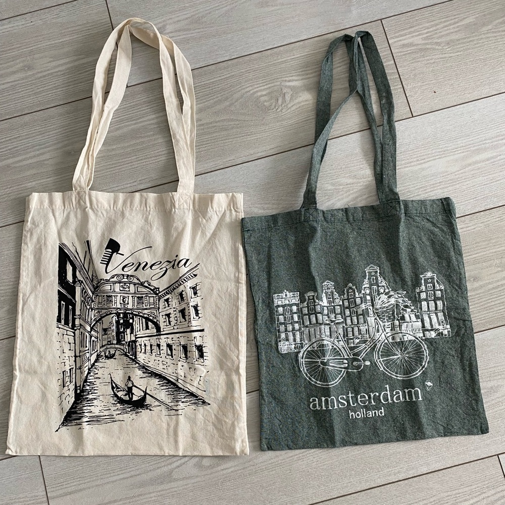 Venezia and Amsterdam Graphic Tote Bags